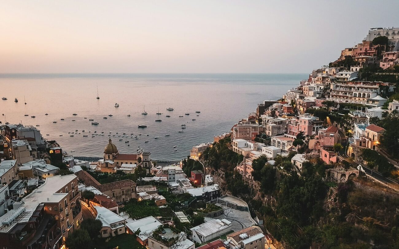 The Italian coast at dusk