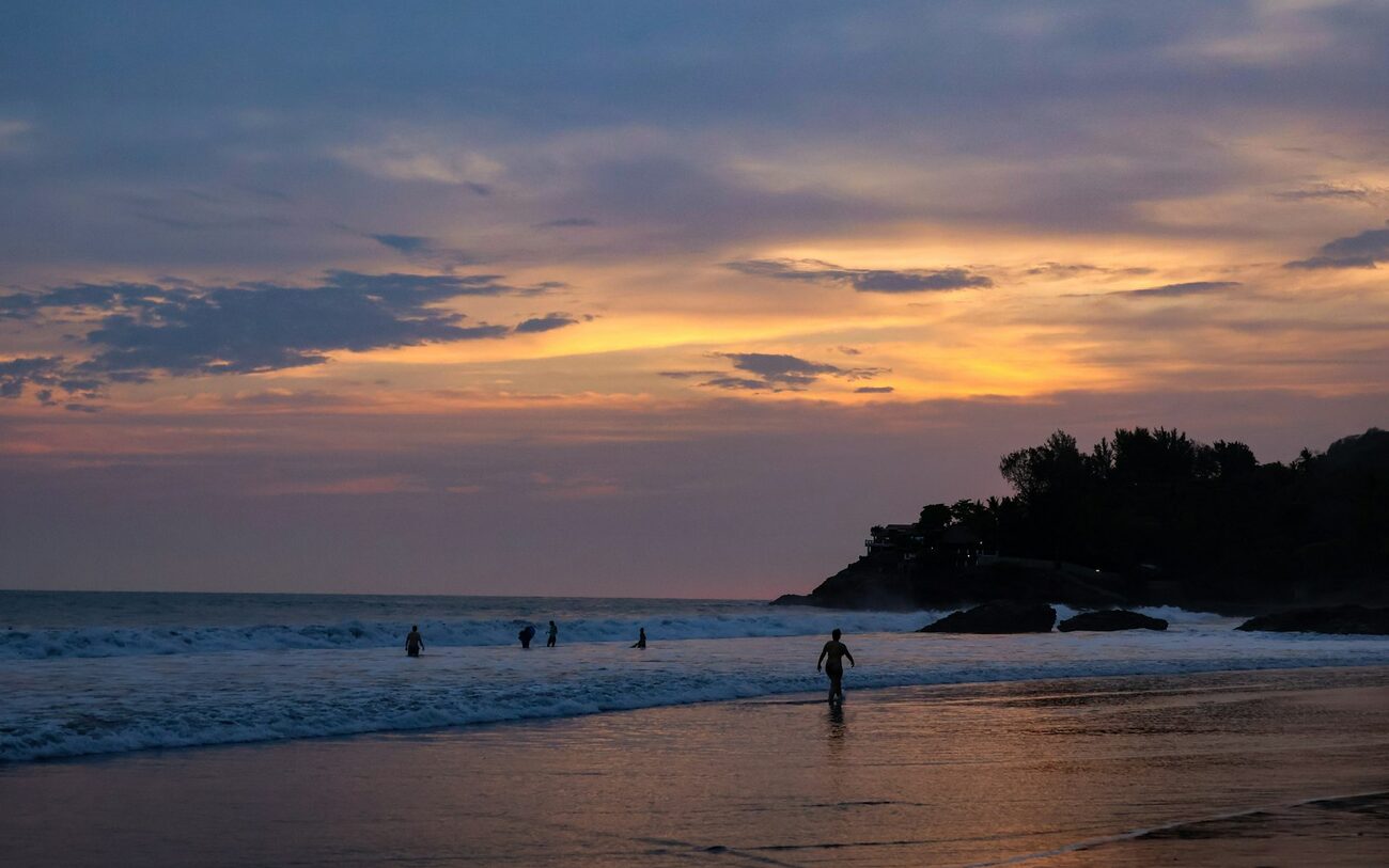 Sunset on the beach at El Zonte, El Salvador.